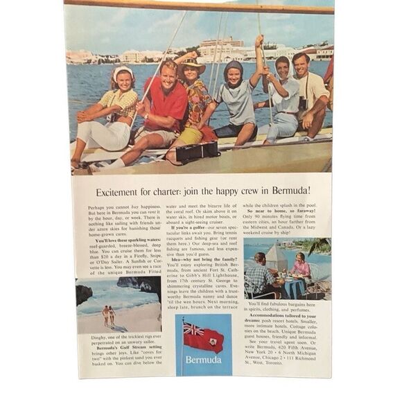 Vintage 1965 Bermuda Excitement for Charter Ad Advertisement - Picture 4 of 4